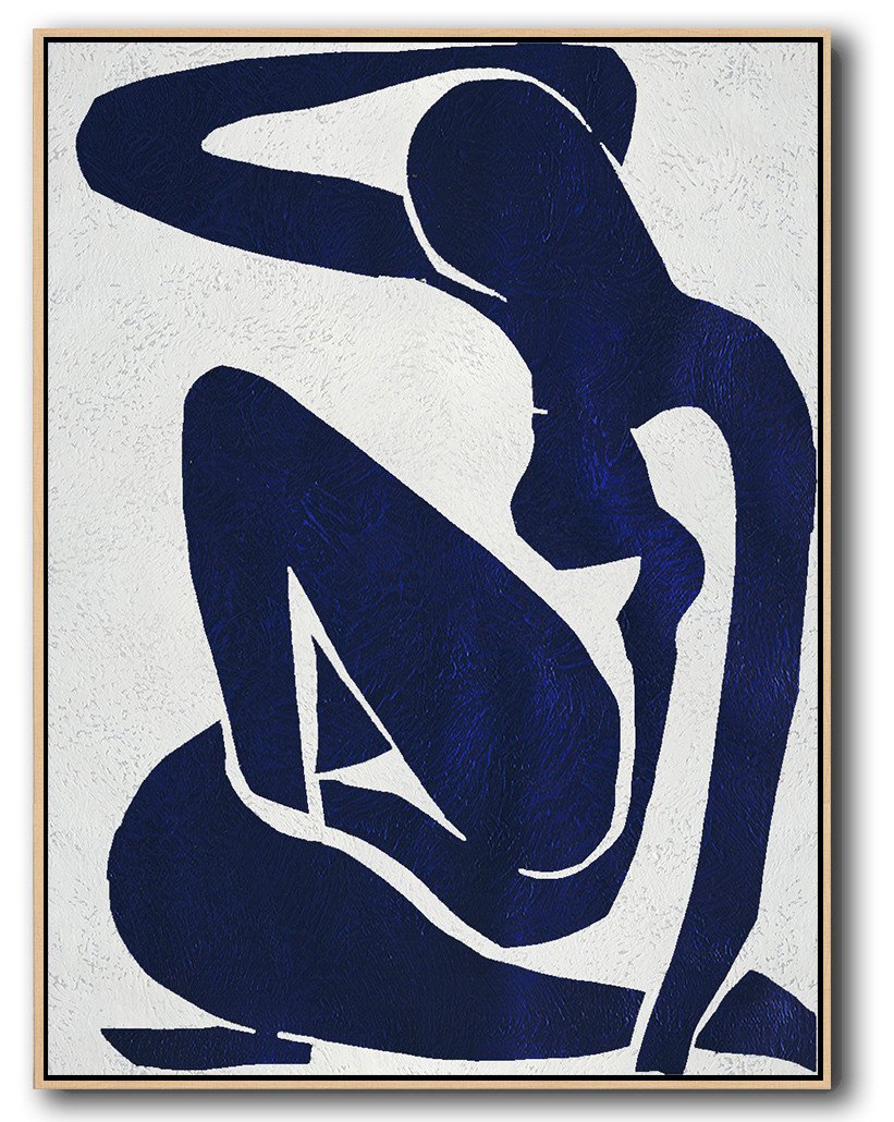 Buy Hand Painted Navy Blue Abstract Painting Nude Art Online - Paint Online Huge